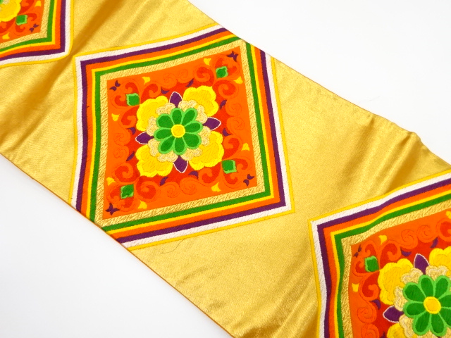 アンティーク　菱華紋織り出し袋帯（着用可）